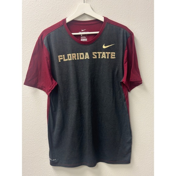 Nike Florida State Seminoles Dri-FIT T-Shirt Mens Large Maroon Gold Collegiate - Picture 1 of 7